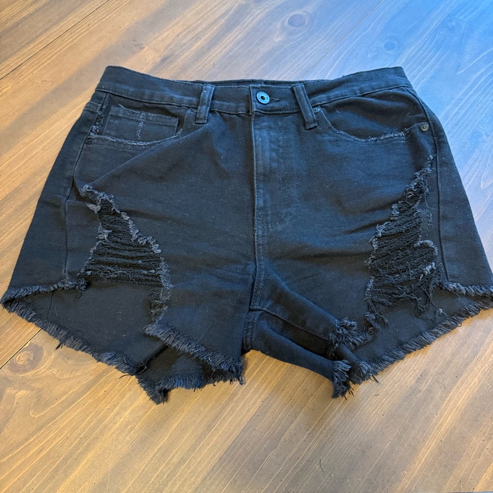 Kendall & Kylie Black Distressed High-Waisted Jean Shorts Women’s 7/28